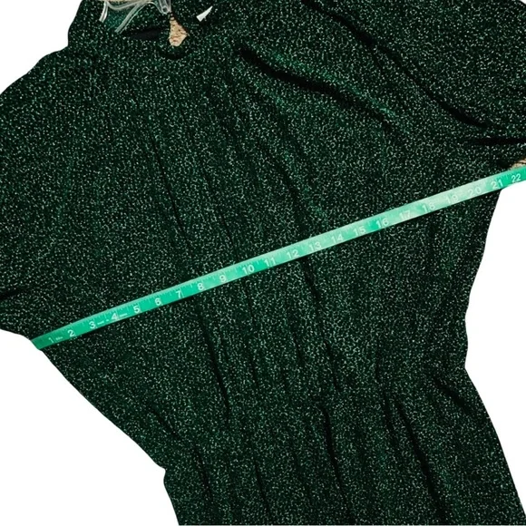 Y.A.S. NWT Green Glitter Long Sleeve Ruched Front Midi Dress XXL - Picture 12 of 16